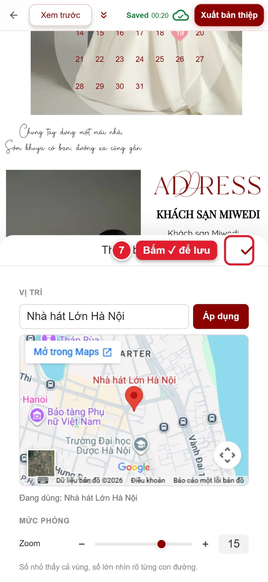 Bước 7: bấm dấu tick để lưu bản đồ